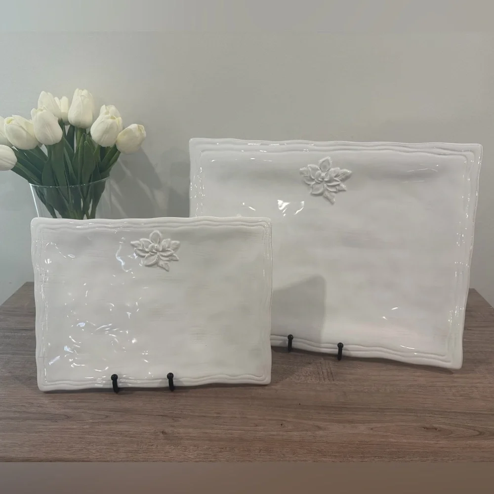The Royal Standard Large White Ceramic Platter with Floral Design - Picture 6 of 7